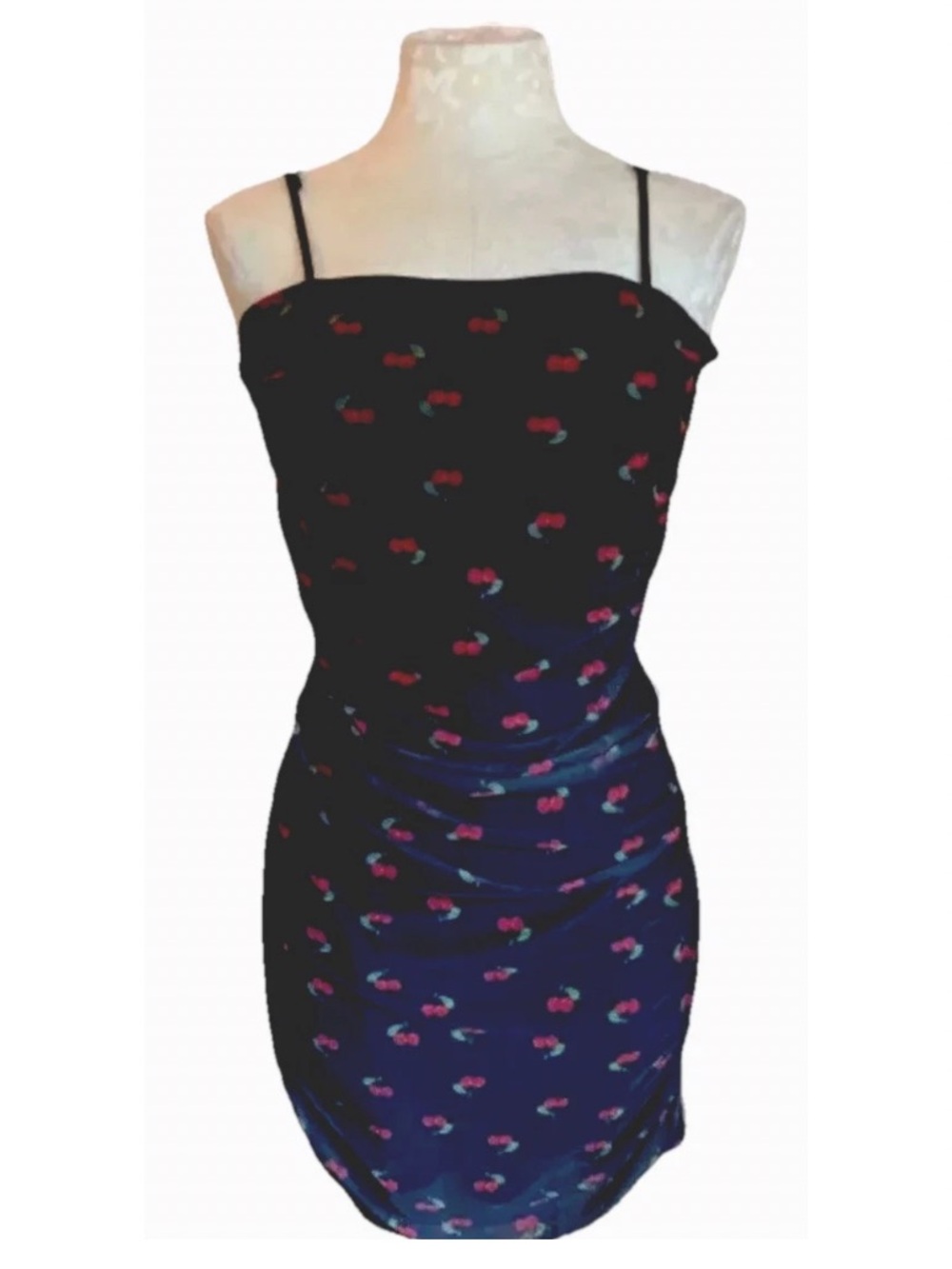 J for Justify Black Cherry Print Mini Slip Dress Cami Y2K